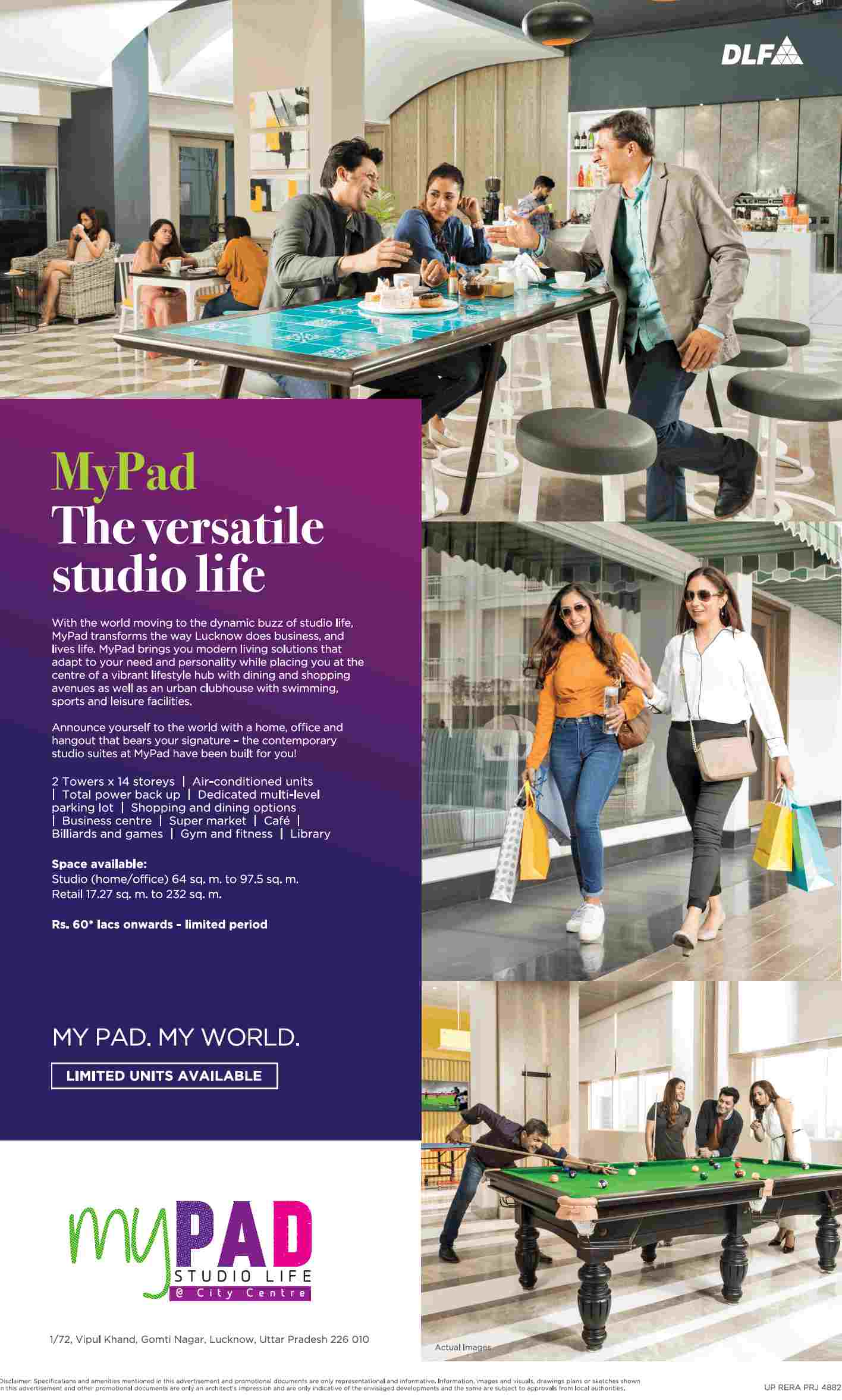 Experience the versatile studio life at DLF My Pad in Lucknow Update